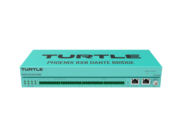 Turtle AV Phoenix 8x8 Dante Audio Bridge 8x inputs 48V, 8x outputs Euroblock 