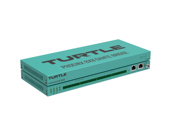 Turtle AV Phoenix 8x8 Dante Audio Bridge 8x inputs 48V, 8x outputs Euroblock 