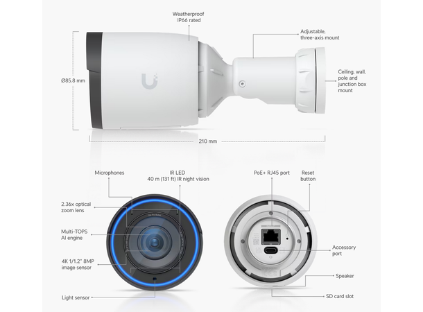 Ubiquiti UniFi G6 Pro Bullet White 8MP | IP66 | IK04 