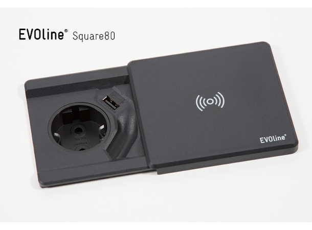 EVOline Square80 sort 1x Power | 1x 1000mA USB-C 