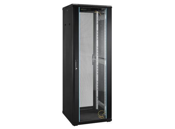 LinkIT Nettverksskap 37U svart B600xD600xH1761 , glass - perforert 