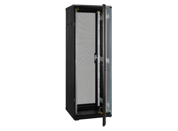 LinkIT Nettverksskap 37U svart B600xD600xH1761 , glass - perforert 