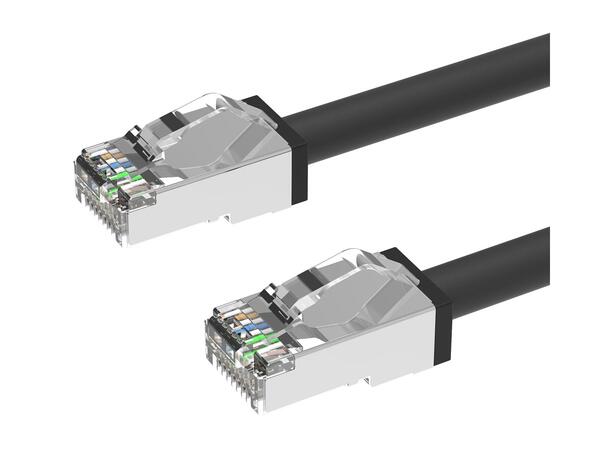 LinkIT Outdoor Patch S/FTP Cat6a 2m AWG26 , PUR , OD 6mm , Black 