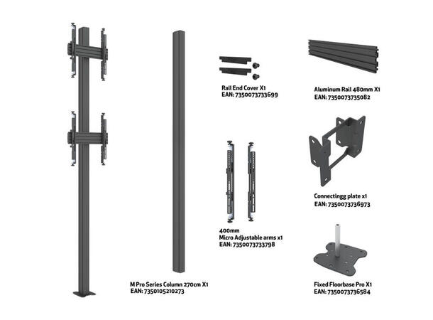 Multibrackets Gulvstativ MBFC2U 270 Svart, 60Kg, 400x400, 32"-65" 