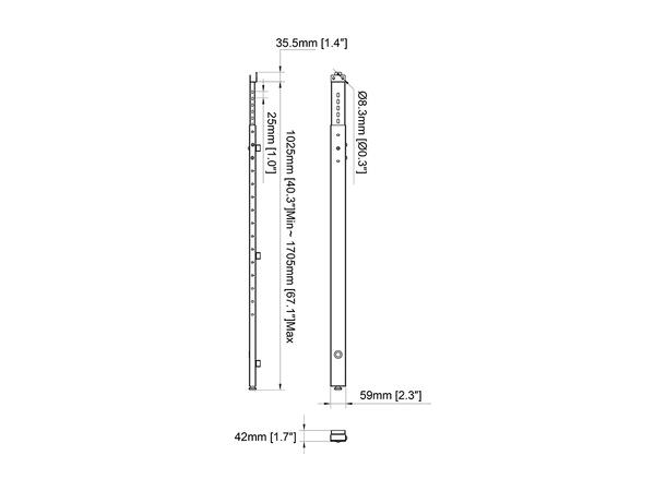 Multibrackets Gulvstøtte for Pro serien Svart, 1025-1750mm 