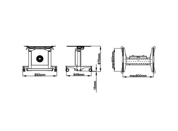 Multibrackets Gulvtralle motorisert Tilt & Table Svart, 800x600, 100Kg 