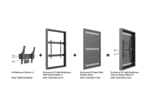 Multibrackets Pro Series - Enclosure 55¨ High Brightness Column Medium Black* 