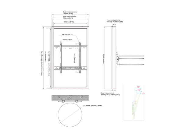 Multibrackets Pro Series - Enclosure 55¨ High Brightness Column Medium Black* 