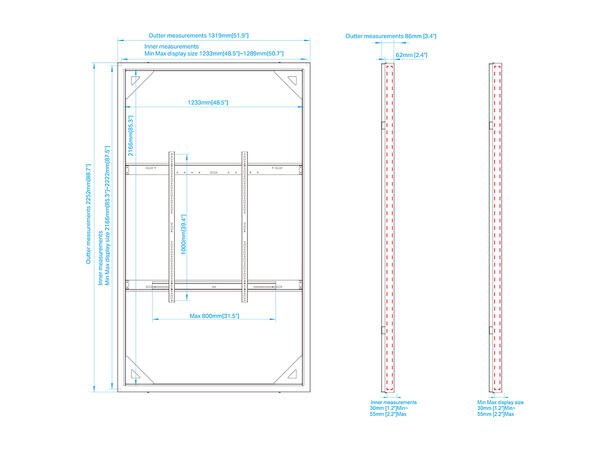 Multibrackets Pro Series - Enclosure 98¨ Wall Slim Large Black 