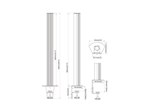 Multibrackets Pro Series - Monitorstand Column 75cm 