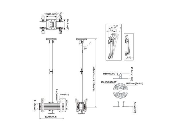 Multibrackets Takfeste MBC1UX2 CCTV Svart | 200x200 | 30Kg | 58-155cm 