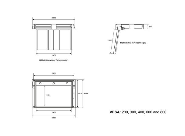 Multibrackets Takfeste motorisert 65"-86" 
