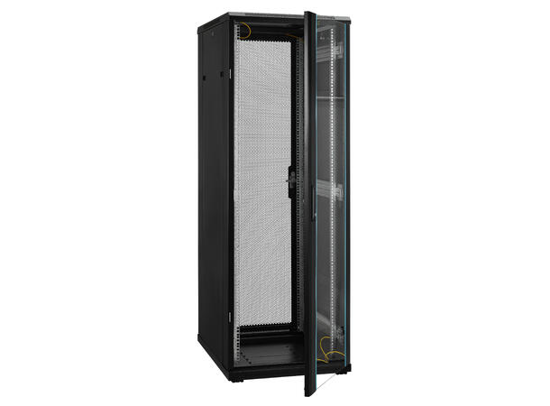 LinkIT Nettverksskap 37U svart B600xD800xH1761 , glass - perforert 