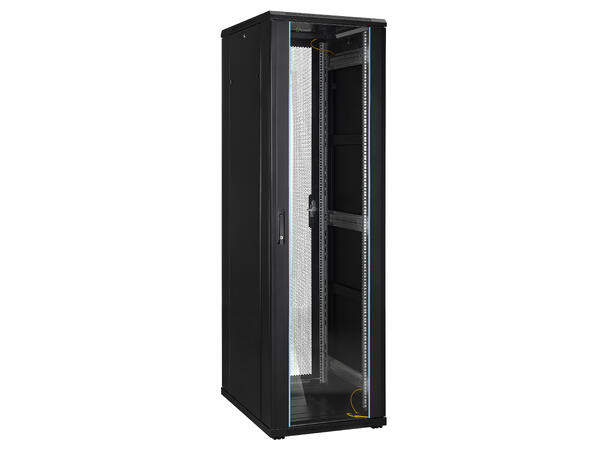 LinkIT Nettverksskap 37U svart B600xD800xH1761 , glass - perforert 