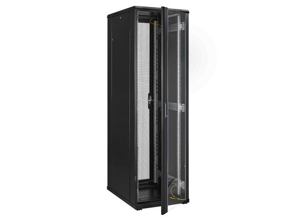 LinkIT Nettverksskap 37U svart B600xD800xH1761 , glass - perforert 