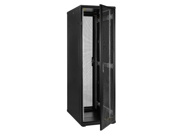 LinkIT Serverskap 42U svart B600xD1000xH1983, perforert - perforert 