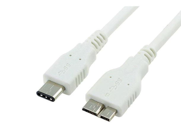 LinkIT USB C - USB MicroB 3.0, 1m, hvit Gen.1, 5Gbps, Hvit, han - han. 60W