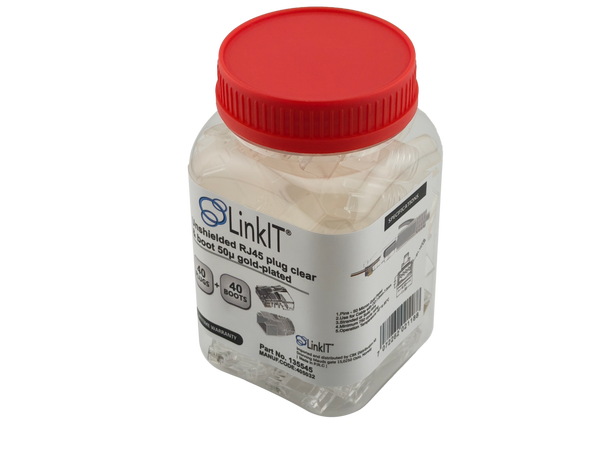 LinkIT Unshielded RJ45 plug clear & boot 50µ gold-plated | AWG23-26 | 40 of each 