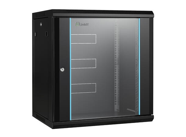 LinkIT Veggskap 12U svart B600xD450xH635 , glass 