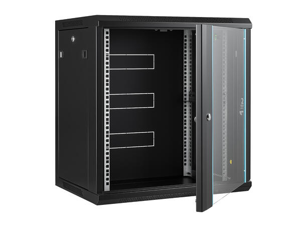 LinkIT Veggskap 12U svart B600xD450xH635 , glass 