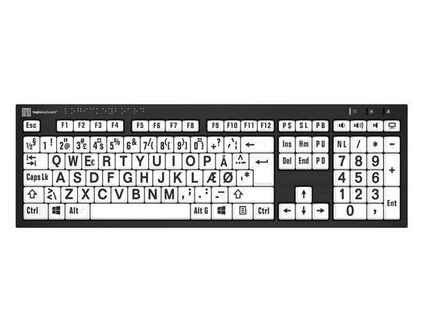 Logickeyboard Braille/LargeP B/W PC DK PC NERO, USB