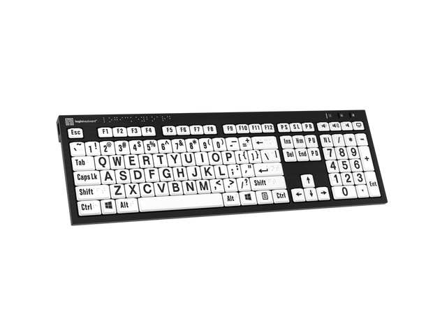 Logickeyboard Braille/Large B/W PC UK PC NERO, USB