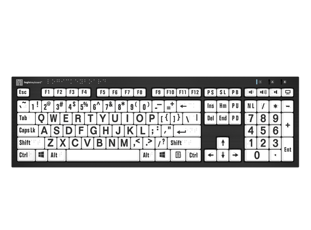 Logickeyboard Braille/Large B/W PC UK PC NERO, USB