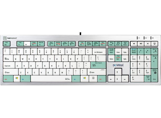 Logickeyboard Mitel Telecom Keyboard, UK PC Silver, USB