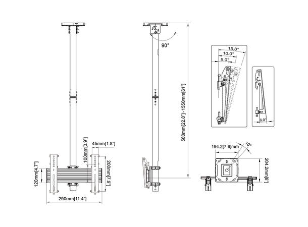 Multibrackets Ceiling Mount Pro MBC1U Wh ite VESA 200 