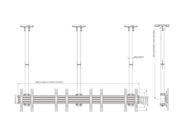 Multibrackets Ceiling Mount Pro MBC4X1U VESA Fixed 300* 