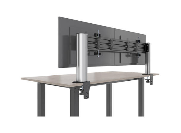 Multibrackets Deskmount Pro MBDM2x1U Sølv. 100x100, 20Kg, 15"-30" 