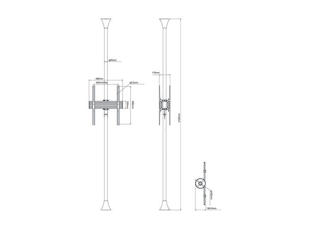 Multibrackets Gulv/tak feste dobbelt Svart, 600x400, 30Kg per skjerm, 55-86" 