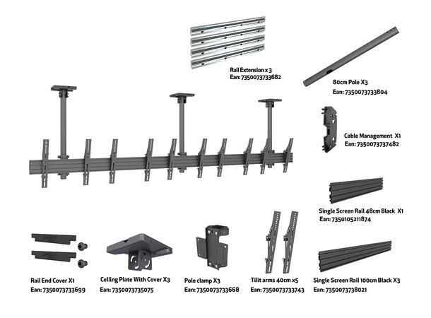 Multibrackets Menu Board Mount Pro MBC5X 1UP* 