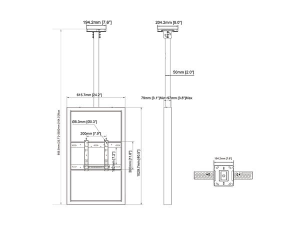 Multibrackets Pro Series - Enclosure 43" Ceiling Small Black* 