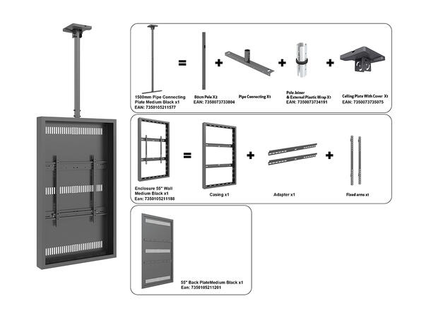 Multibrackets Pro Series - Enclosure 55" High Brightness Ceiling Medium Black* 