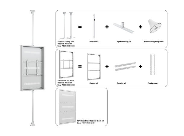 Multibrackets Pro Series - Enclosure 65" Floor to Ceiling Medium White* 