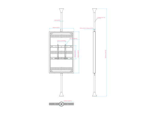 Multibrackets Pro Series - Enclosure 65" Floor to Ceiling Medium White* 