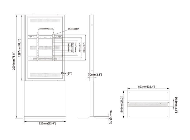 Multibrackets Pro Totem 55" Floorbase Svart, VESA 400x500, 35Kg 