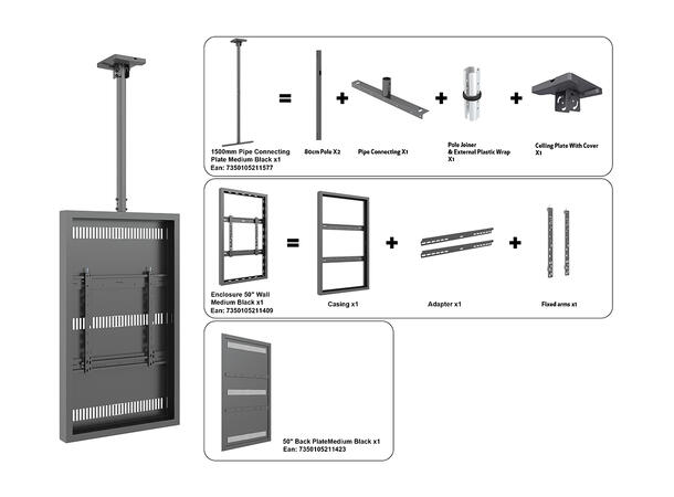 Multibrackets Pro kabinett tak 50" Svart, 80Kg, Vesa 400x400 