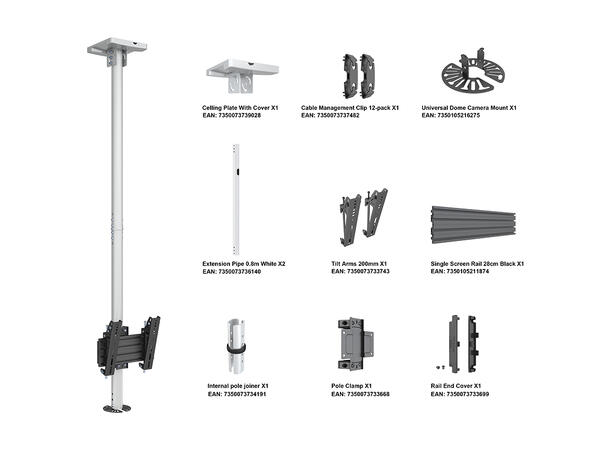 Multibrackets Takfeste MBC1U  CCTV Hvit | 200x200 | 30Kg | 58-155cm 