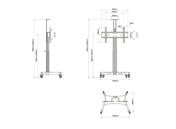 Multibrackets Tralle motor 170 Svart | 800x500 | 60Kg 