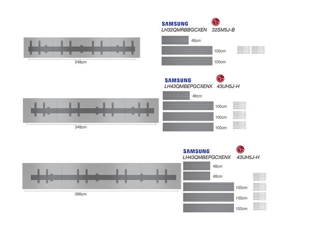Multibrackets Veggfeste Pro MBW4X1U Svart, 50Kg Per skjerm, 300x300, 32"-50" 