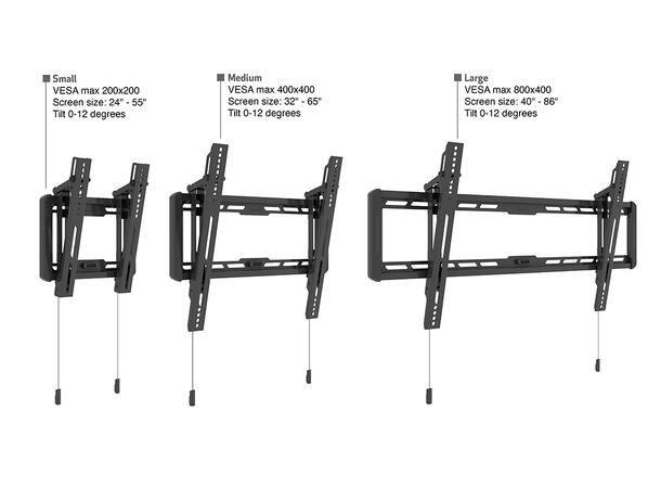 Multibrackets Veggfeste tilt Small Sort, 24-55",200x200, 50kg