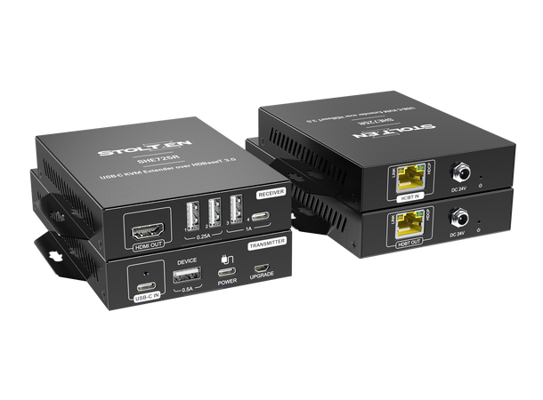 Stoltzen SHE725 HDBaseT™ USB-C Kit w/PD 18Gbps, USB2.0, 70/40m, PoC
