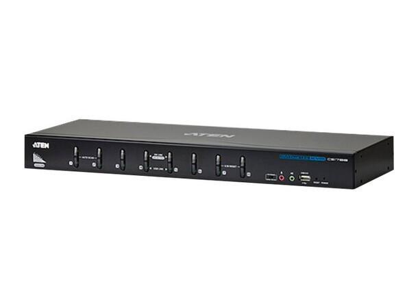Aten KVM  8-PC 1-Bruker Rack CS1788 Switch Box, DVI-I(DL), 1xVGA, USB, Lyd