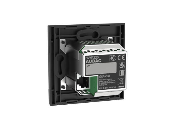 Audac Wallpanel NWP320/W Dante™/AES67, 2 x XLR + 3.5 mm jack + BT 