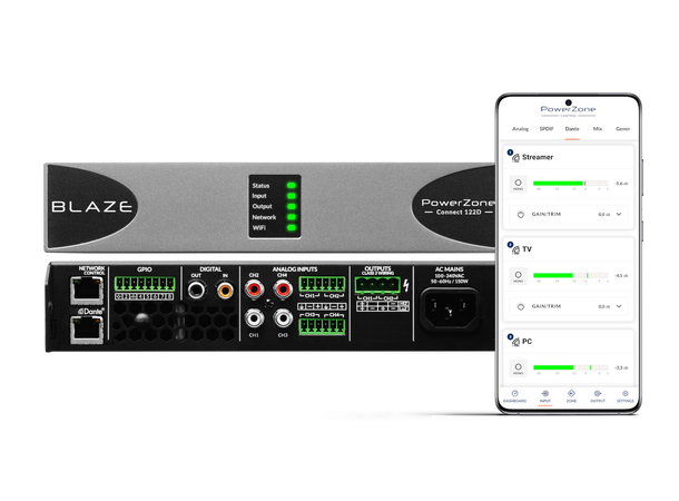 Blaze Audio PowerZone Connect 122D EU 2x60W 4-8 Ohm 1x125W 100V 16 Ohm 