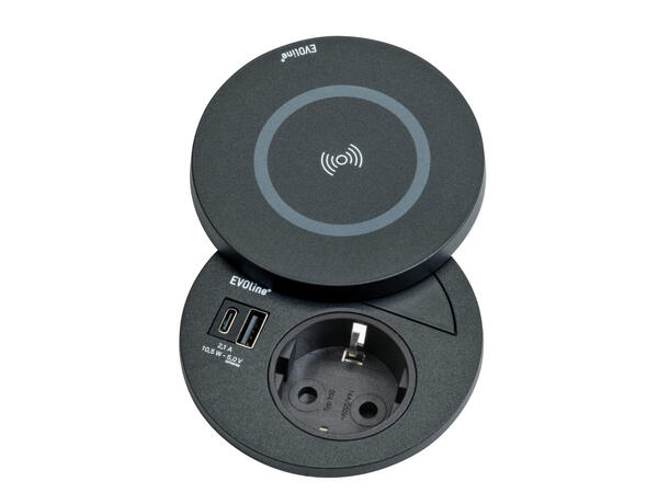 EVOline Circle80 DisQ - sort 15W magnetisk hurtiglader 