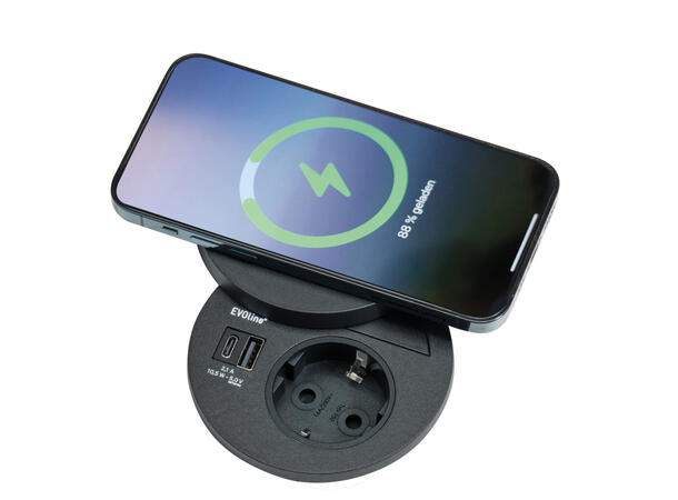 EVOline Circle80 DisQ - sort 15W magnetisk hurtiglader 