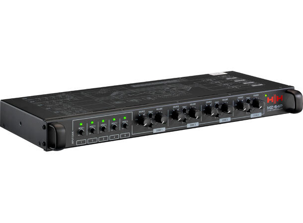 HH Forforsterker MZ-64P 5 inn 4 soner 2 mic/line med prio al lim remote Matrix 